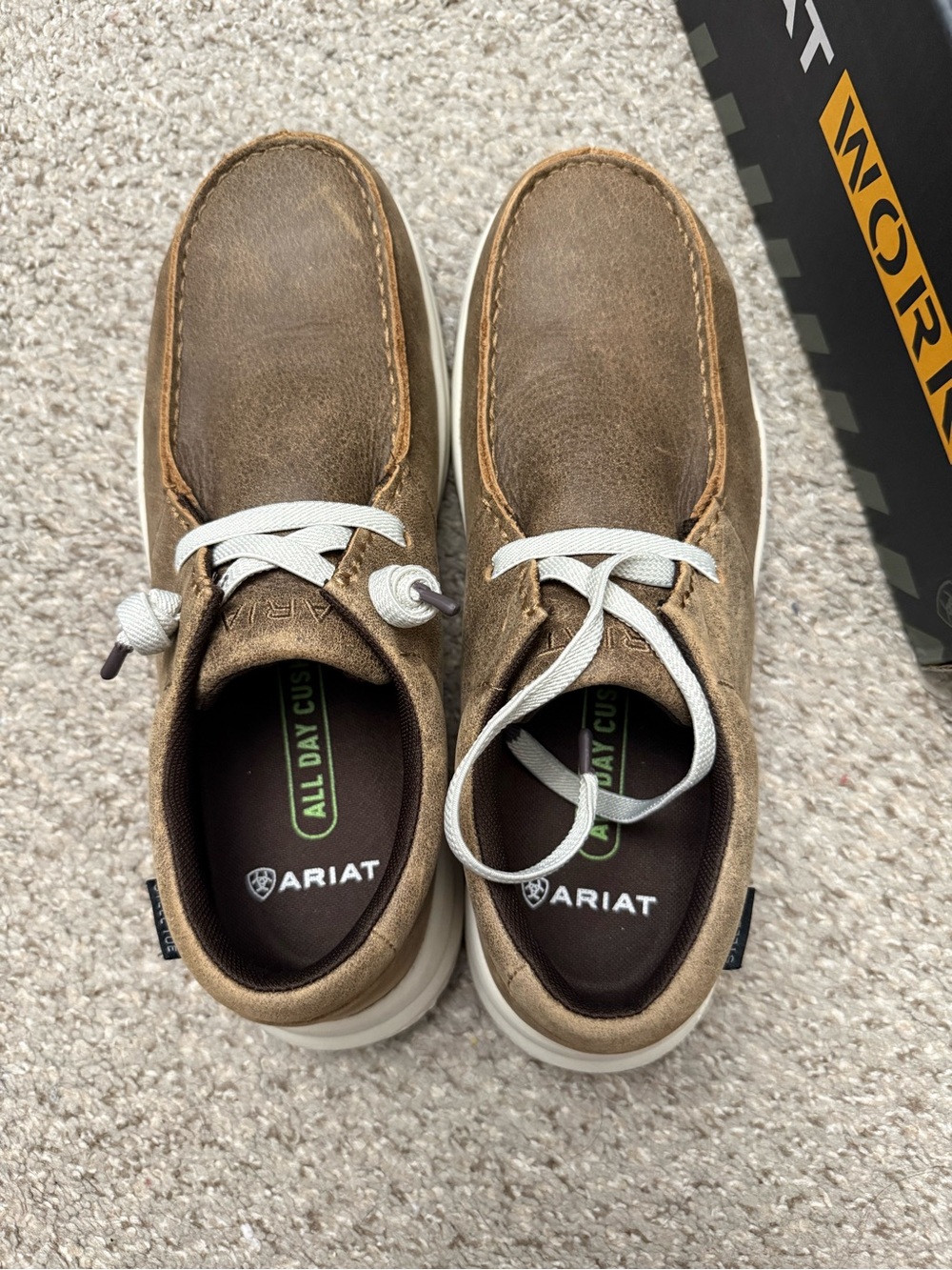 Ariat Brown Casual Leather Slip-On Shoes with White Soles work shoes steel toe